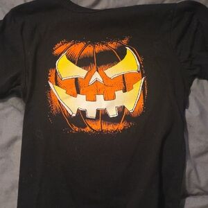 The Children's Place Black Tee with Orange Pumpkin Design